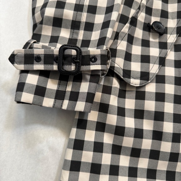 Coach | Black and Ivory Gingham Mid Length Trench Coat Size 10 - Picture 6 of 16